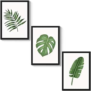 GS DECOR Set of 3 Elegant Banana Leafs Wall Art Frames Painting l ...
