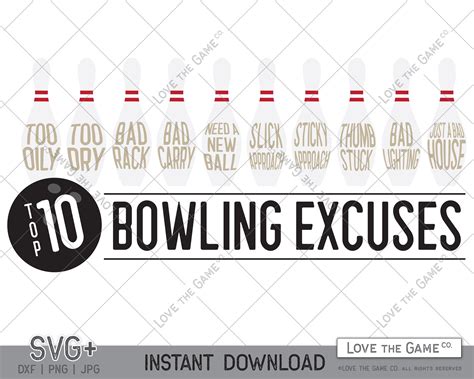 Buy Top 10 Bowling Excuses Funny SVG Online in India - Etsy