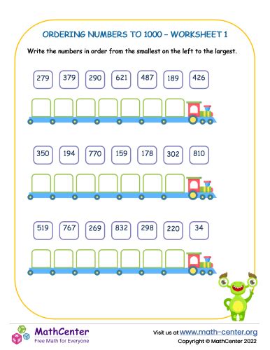 Ordering Numbers To 1000 – Worksheet 1 | Worksheets | Math Center