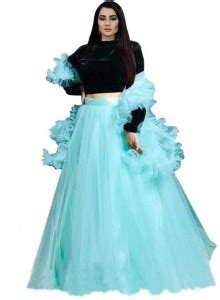 SHREE CHAMUNDA CREATION Solid Semi Stitched Lehenga & Crop Top - Buy ...