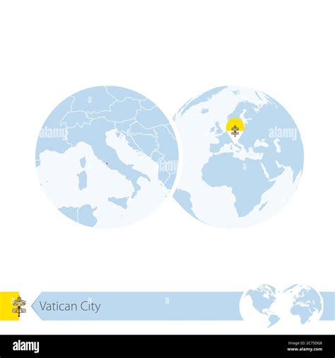 Vatican City on world globe with flag and regional map of Vatican City. Vector Illustration ...