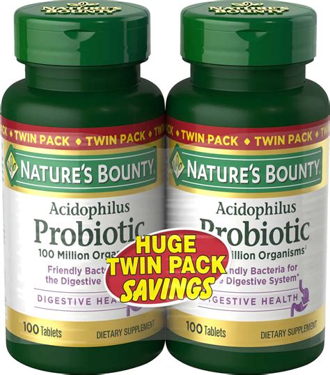 Amazon.com: Nature's Bounty Probiotic Acidophilus, 100 Tablets (Pack of 2), Dietary Supplement ...