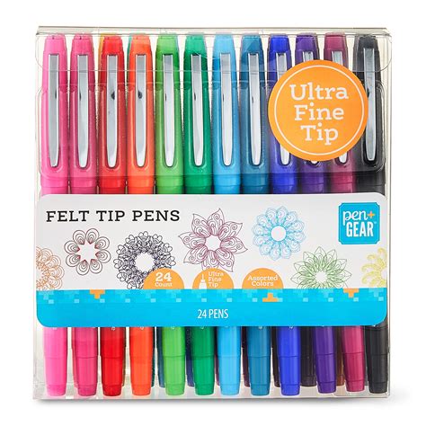 Pen+Gear Felt-Tip Pens, Ultra Fine, Assorted Colors, 24 Count - Walmart.com