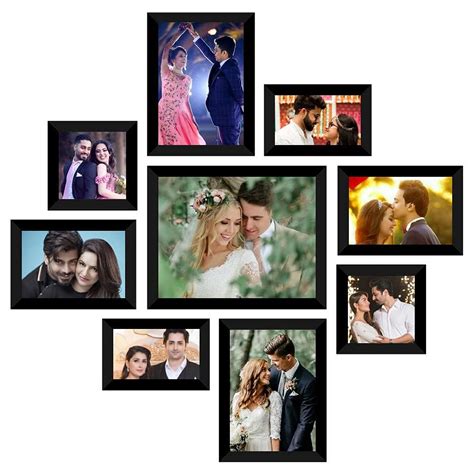 Shri Kanth Art® Set Of 9 Black Photo Frame (8 Blank & 1 Big Size Photo ...
