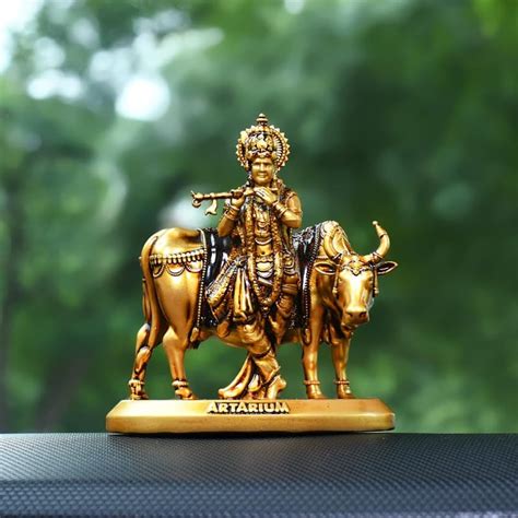 Artarium Handcrafted Krishna with Kamdhenu Cow Idol Murti Statue ...