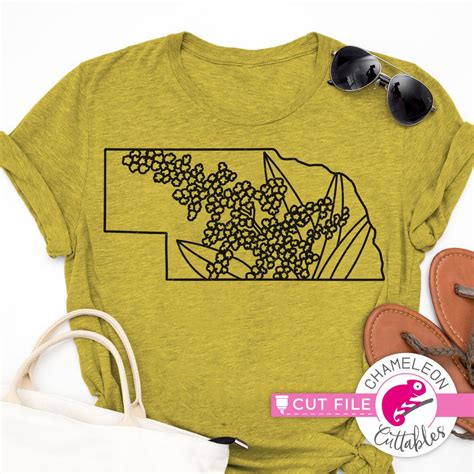 Nebraska state flower Goldenrod outline svg png dxf eps jpeg Chameleon ...