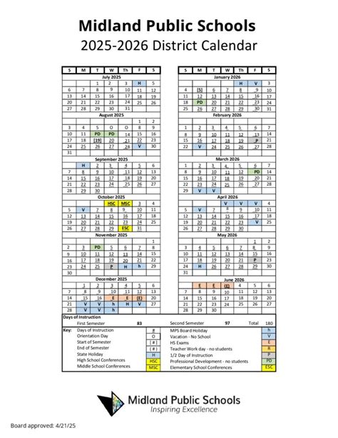 Midland Public Schools Calendar 2025-26 PDF | MPS Michigan
