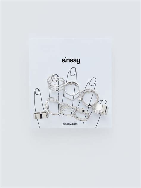 Zestaw pierścionków Kolor szary - SINSAY - ZW864-09X