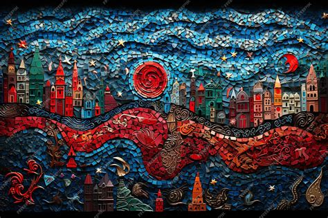 Premium Photo | A wall mosaic featuring symbols from various religions Ai generated