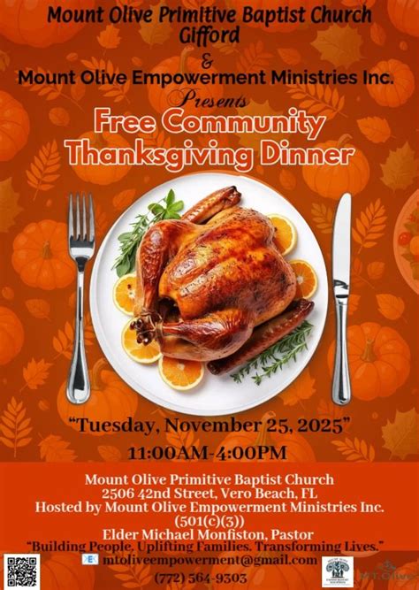 Free Community Thanksgiving Dinner, 2506 42nd St, Vero Beach, FL, 25 ...