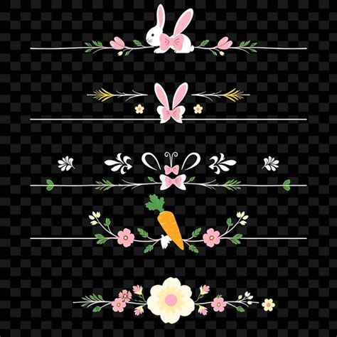 Decorative borders bunnies carrots flowers soft pastel colors cute and ...