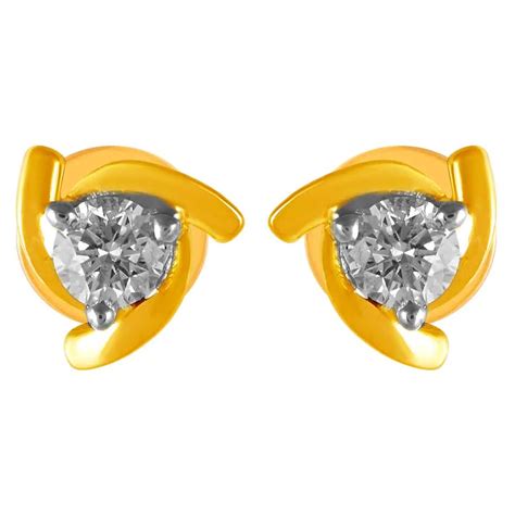 14KT (585) Graceful Yellow Gold & Diamond Stud Earrings – P.C. Chandra ...