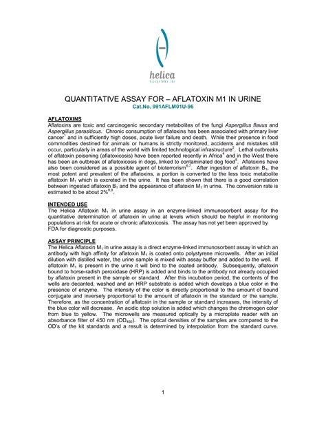 Aflatoxin m1 in urine | PDF