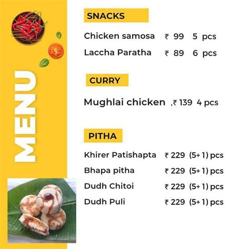 Menu at Pallymela Kitchen, Pirgacha