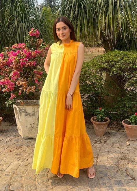 Sunflower Colour Block Dress – Urth Label