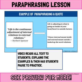 Image result for Paraphrasing Lesson Video
