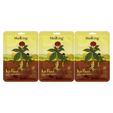 MasKing Jeju Root Facial Sheet Mask Ginseng Root + Peptide , Face Serum ...