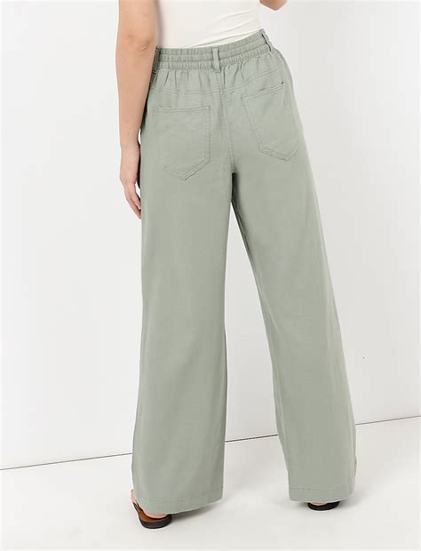 Buy Linen Mix Plain Regular Fit Trouser at Marks & Spencer