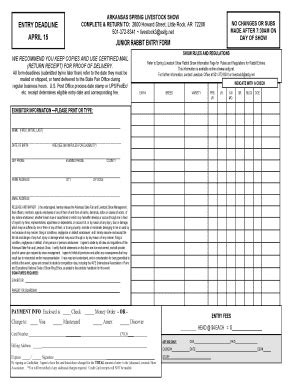 Fillable Online Rabbit Show Entry Form - Arkansas State Fair Complex ...
