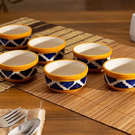 Buy Lyallpur Stores Ceramic Studio Pottery Serving Bowl Set Olive Blue ...