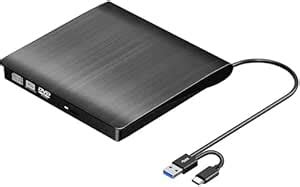 VOOCME High Speed USB and Type C 3.0 Slim Portable External CD/DVD-RW ...
