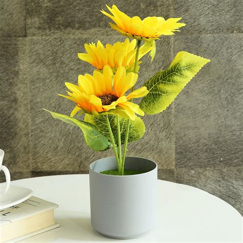 Buy TIED RIBBONS Artificial Sunflower Plant with Pot Vase (Yellow, 30.4 ...