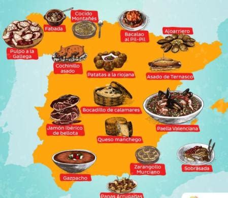 El mapa con las comidas más típicas de cada provincia en España: hay ...