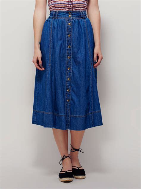 Free people Womens Margo Denim Midi Skirt in Blue | Lyst