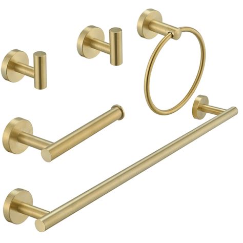 BWE 5-Piece Bath Hardware Set Brushed Gold Decorative Bathroom Hardware ...