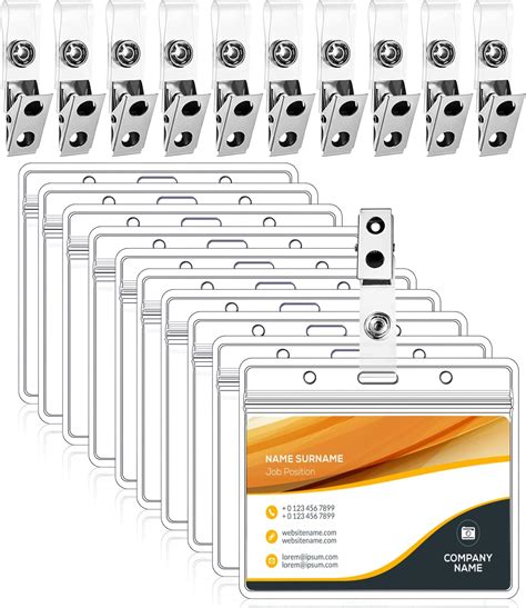 newsbirds 50Pcs Plastic Badge Holders Name Tag Clear Badge ID Card ...