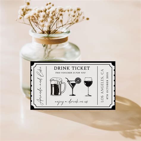 Editable Drink Voucher, Cocktail Beer Wine Voucher Template, Drink ...