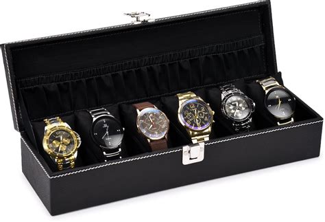 STORESHINE Men's Women's 6-Slots Watch Case Leatherette, Removable ...