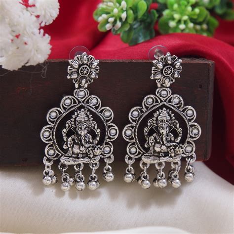 Lord Ganesha Oxidised Earrings – I Jewels