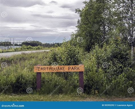 Earthquake Park Sign stock photo. Image of devastated - 99395292