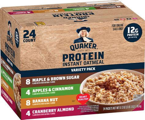 Amazon.com: Quaker Instant Oatmeal, Protein 4 Flavor Variety Pack, 7g ...