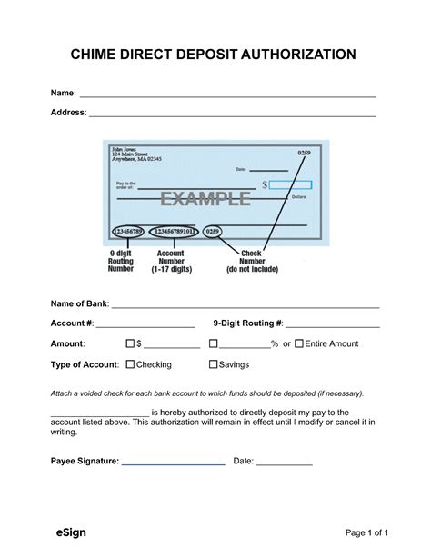 Free Chime Direct Deposit Authorization Form | PDF | Word