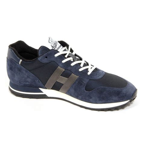 H2802 sneaker uomo HOGAN H383 man suede/fabric shoes blue