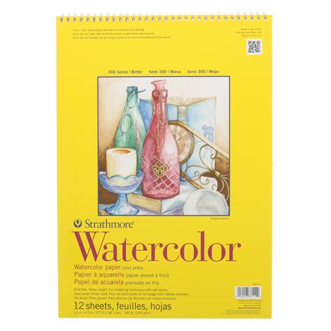 Strathmore Watercolor Paper Pad, 300 Series, 11" x 15", Tape-Bound ...