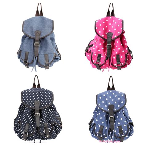 Jean, polka dot, pink, blue, black backpacks | Black backpack, Fashion ...