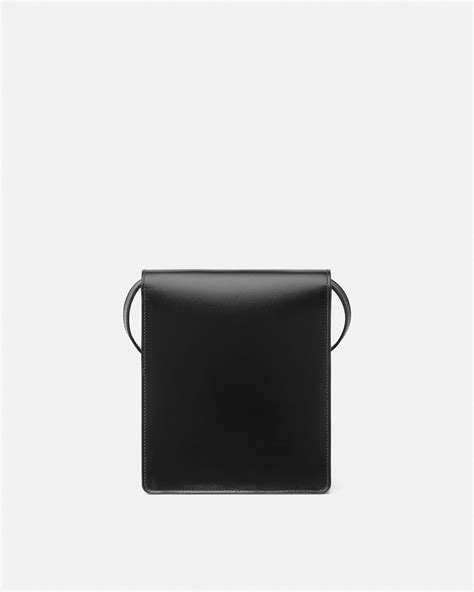 Leather Crossbody Cargo Bag Black | VERSACE