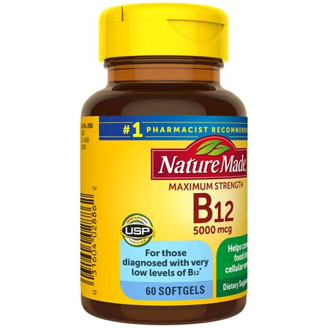 Nature Made Maximum Strength Vitamin B12 5000 mcg, Dietary Supplement ...