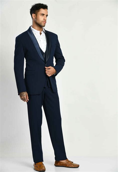 Buy Knitted Navy Blue Self Design Suit - Exclusive Suits for Men Online ...