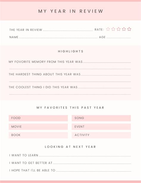 Free Printable Year In Review Template | Plan Your Year Easily!