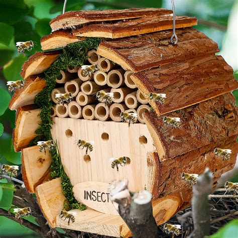 LXPVSA Zcaukya Wooden Insect Hotel, Hanging Bamboo Bee India | Ubuy