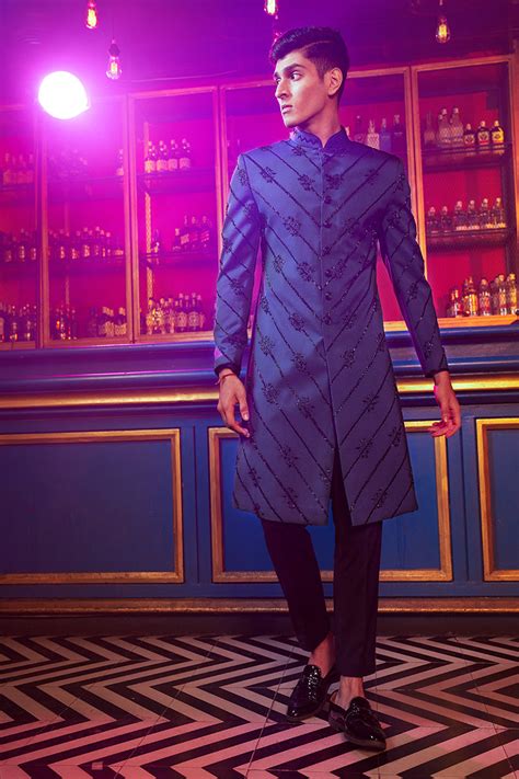 Deep Green Embroidered Suede Sherwani Set – KORANM