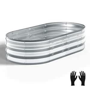 LANXU Galvanized Raised Garden Bed, 0.6MM Thickness, 4x2x1FT ...