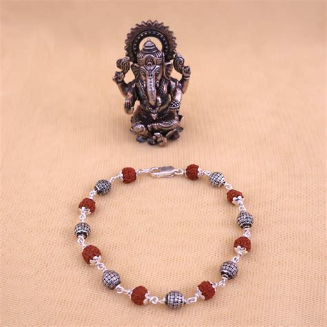 Rudraksha- Silver-Moti Bracelet: Sacred Connection