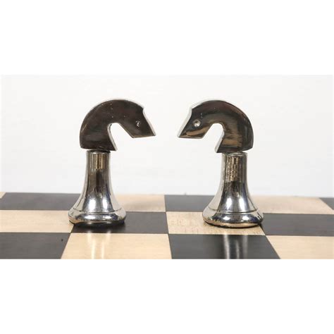 Combo Chess Set of 3.1" Contemporary Chess Pieces + Ebony Wood Chessboard