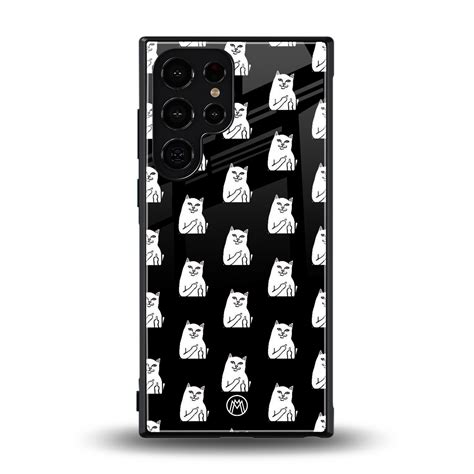 Middle Finger Cat Meme Phone Cover for Samsung Galaxy S24 Ultra | Glass ...
