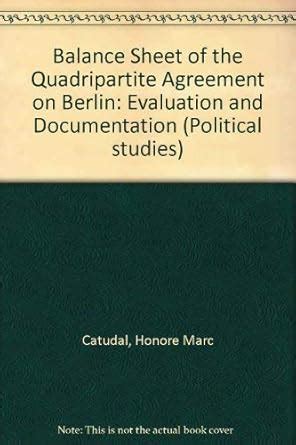 Buy Balance Sheet of the Quadripartite Agreement on Berlin: Evaluation ...